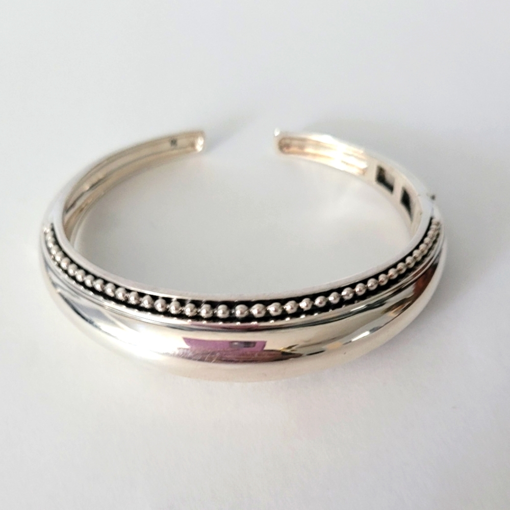LAGOS Sterling Silver Dome Hinged Cuff Bracelet
